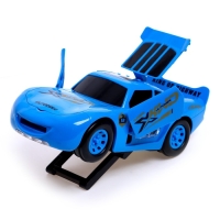 Машина &laquo;Тачка&raquo;, работает от батареек, стреляет дисками, свет и звук, цвет синий