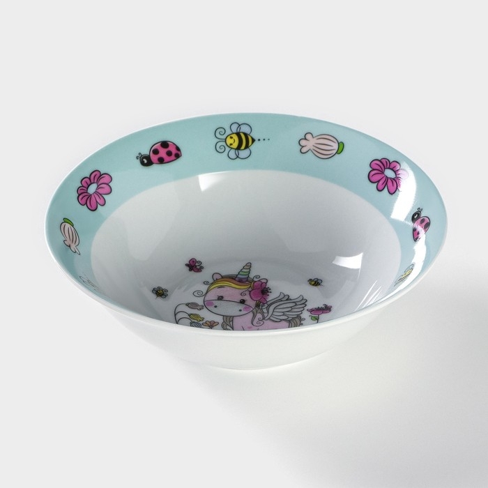 Тарелка керамическая глубокая Доляна &laquo;Единорожка&raquo;, 400 мл, d=15 см, цвет белый