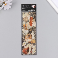 Наклейки для творчества "Струнные инструменты и белые цветы" набор 2 листа 17,5х6 см