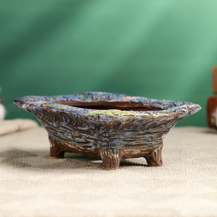 Горшок - бонсайница прямоугольная для кактусов и суккулентов, 16,5х11,5х5см