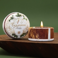 Новогодняя Свеча новогодняя в железной банке &laquo;Новый год: Сказочного года&raquo;, аромат еловые шишки, диам. 4,8 см