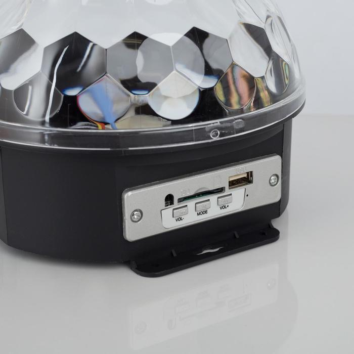 Световой прибор &laquo;Хрустальный шар&raquo; 17.5 см, динамик, свечение RGB, 220 В