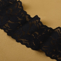 Кружево эластичное, 58 &plusmn; 2 мм &times; 10 &plusmn; 1 м, цвет чёрный