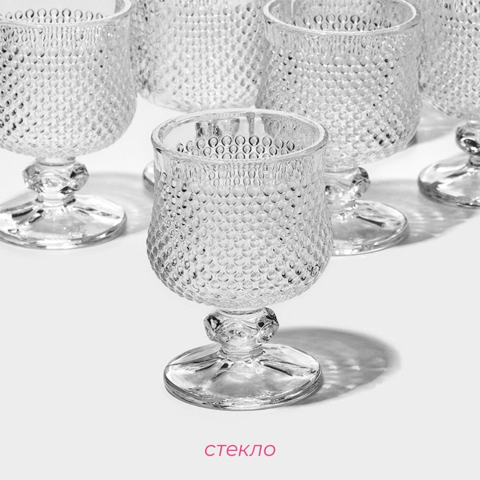 Набор рюмок стеклянных Доляна «Сияние», 40 мл, 4,5×6,7 см, 6 шт Набор рюмок стеклянных Доляна «Сияние», 40 мл, 4,5×6,7 см, 6 шт