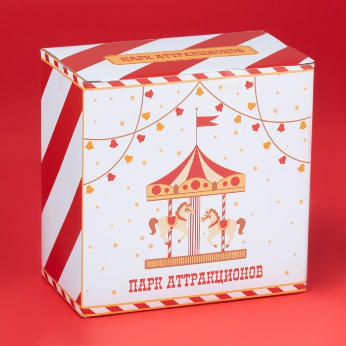 Новогодняя чайная пара Доляна &laquo;Парк аттракционов&raquo;, 2 предмета: чашка, блюдце, фарфор, цвет белый