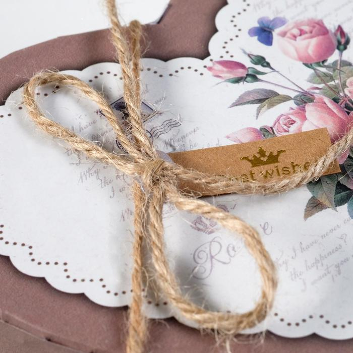 Набор коробок 3 в 1 сердца "Пионы" коричневый, 21 х 19 х 9 - 15.5 х 14 х 6 см