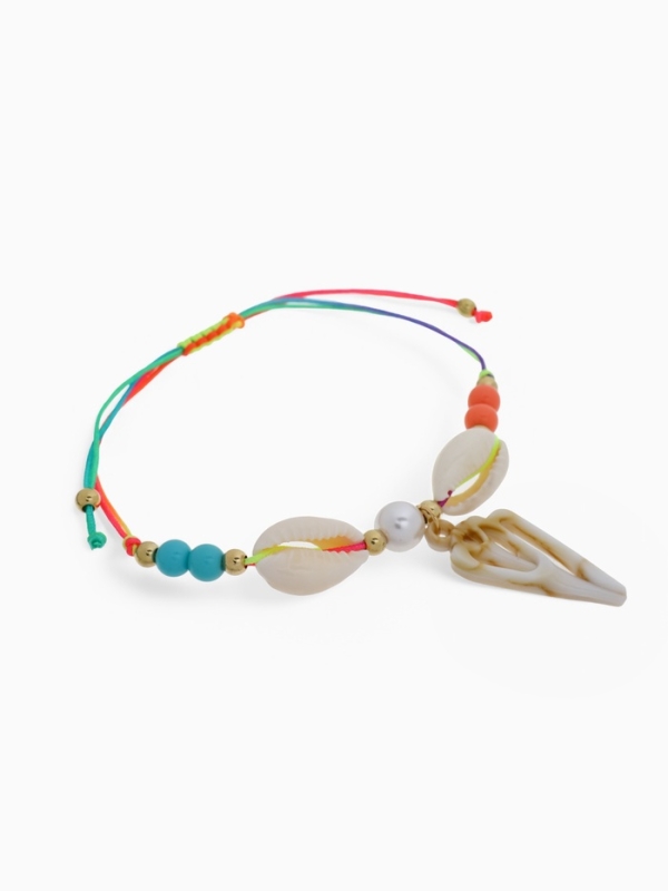 Браслет на нити &laquo;Ракушка&raquo; ассорти (неделимая фасовка 12 шт., цена за шт.), цветной в золоте