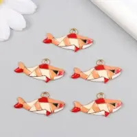 Декор для творчества металл, эмаль "Акула оранжевая" золото 0,3х3,1х1,5 см