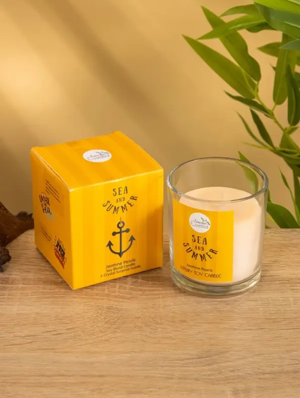 Свечас кристаллом внутри  Sea and Summer "Jasmine Pearls" жасмин, 120 гр