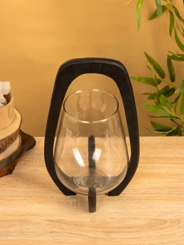 Подсвечник "Аура" 18х19х33 см, стекло, дерево