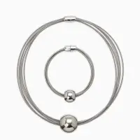 Набор 2 пред-та: колье, браслет "Бусина на нитях", цвет серебро