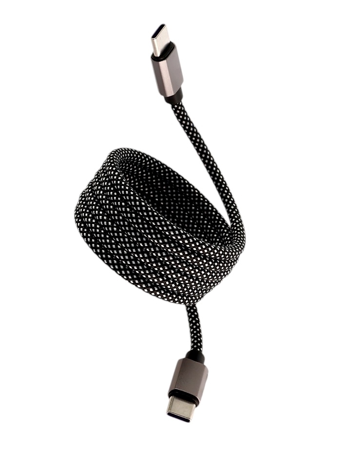 Кабель Type-C - Type-C, магнитный, 3 А, 60 W, серый