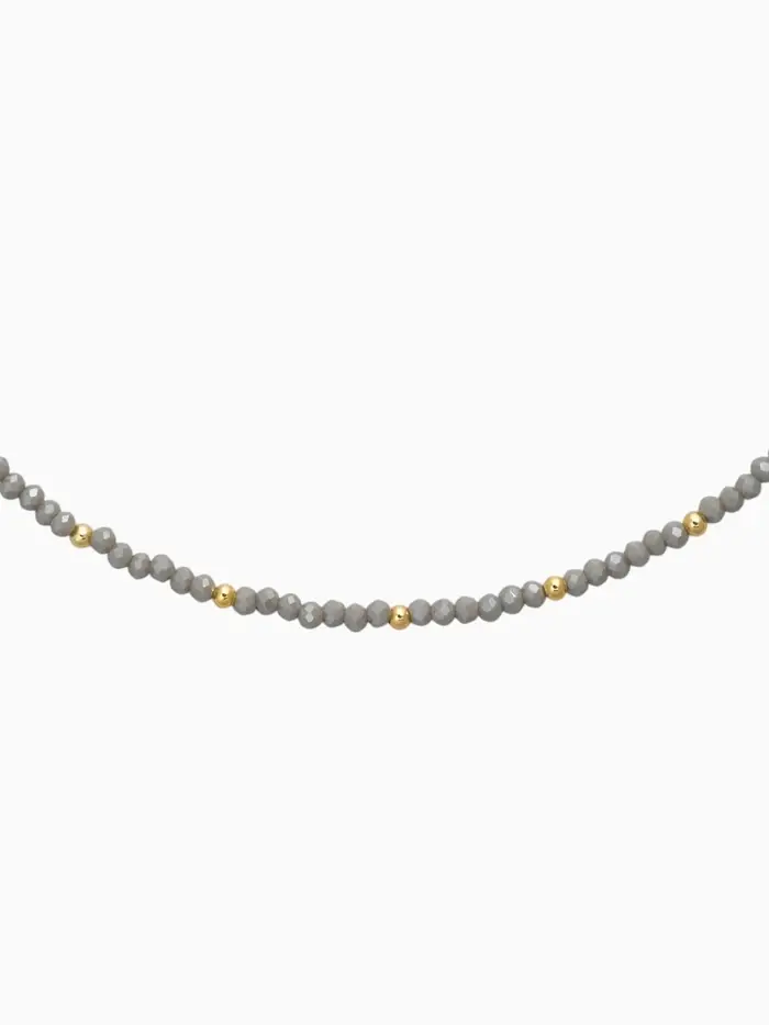 Чокер из бисера &laquo;Хрусталь&raquo;, серый в золоте, 37 см + 5 см доп, цепочка