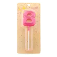 Свеча в торт на шпажке &laquo;Грань&raquo;, цифра 8, 5 см, розовая