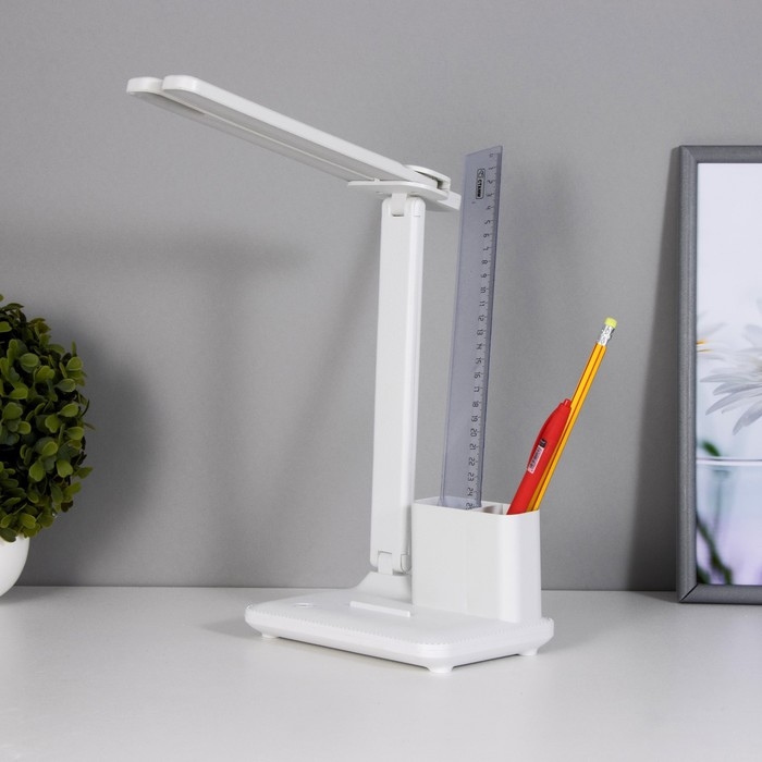Настольная лампа сенсорная "Раздвижная" LED 15Вт АКБ USB белый 45х30х17 см RISALUX