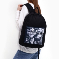 Рюкзак школьный молодёжный &laquo;Аниме&raquo;, 33х13х37, отдел на молнии, н/карман, чёрный