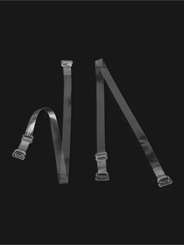 Лямки для бюстгальтера, силиконовые, фурнитура пластик, 1 см, 37 см, пара, прозрачные