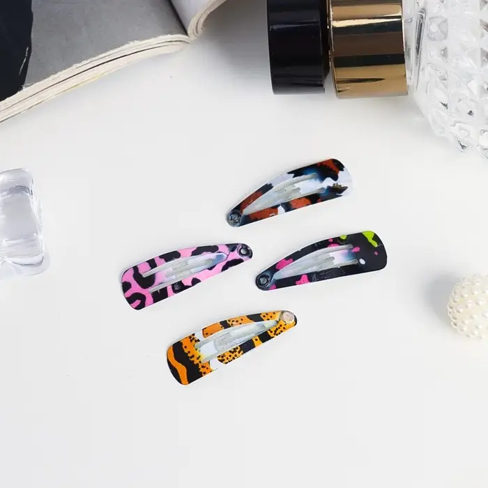 Невидимка для волос &laquo;Камилла&raquo;, набор 12 шт., принт пятна, 3 см, МИКС