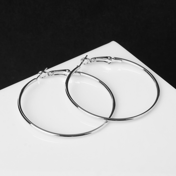 Серьги-кольца &laquo;Классика&raquo; d=5 см, цвет серебро