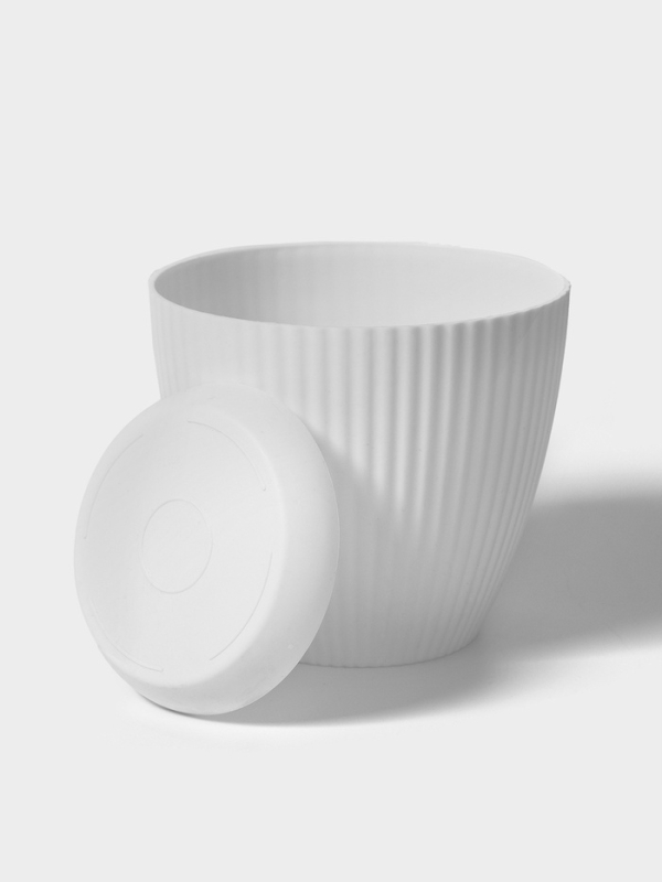 Горшок круглый "Ribbed" 15х15х13 см, цвет белый