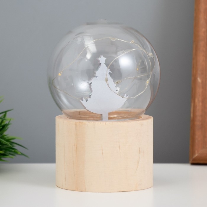 Ночник &laquo;Шар-дед мороз у елки&raquo; LED 3хAG10 шар 8см 6,5х6,5х11,5см