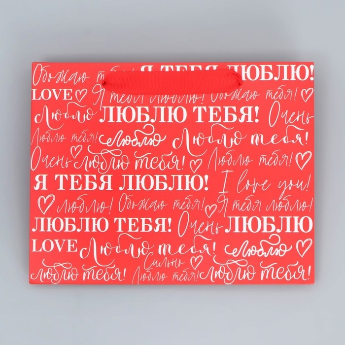 Пакет подарочный ламинированный горизонтальный, упаковка, &laquo;Люблю&raquo;, MS 23 х 18 х 10 см