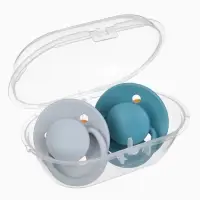 Набор классических пустышек, 2 шт., латекс, серый/серо-синий, в контейнере, от 6 мес., M&B