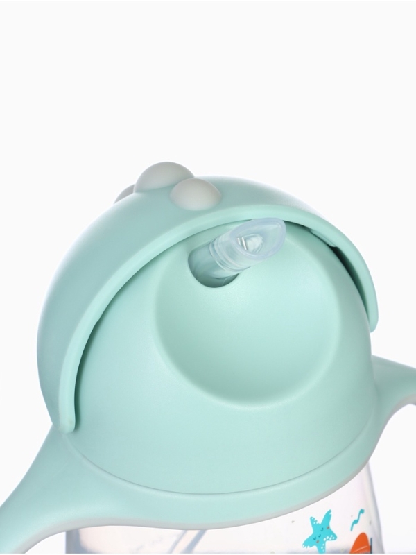 Поильник - непроливайка детский с силиконовой трубочкой &laquo;Чайка&raquo;, 260 мл., с ручками, голубой