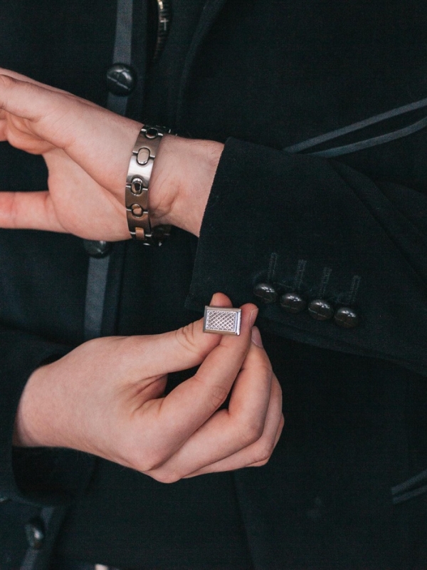 Запонки нержавеющая сталь &laquo;Прямоугольник&raquo; с точечным нанесением, цвет серебро