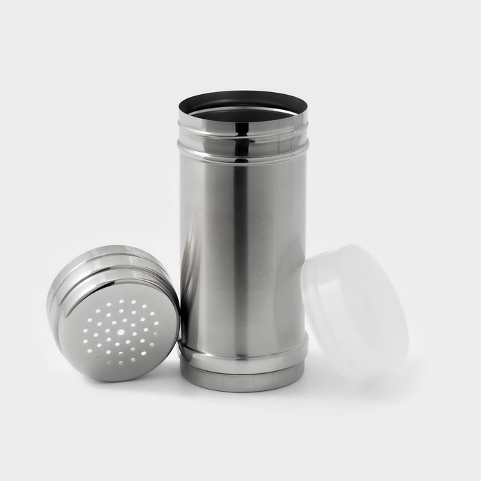 Баночка для сахарной пудры и корицы, 400 мл, нерржавеющая сталь, серебристая