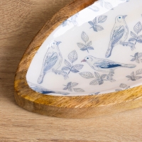 Блюдо в форме рыбки "Синие птицы" дерево манго 32х11,5х2 см