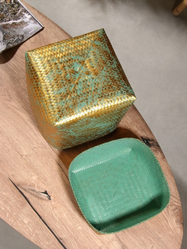 Корзинка плетеная "Голден" 25х25х30 см, голубой