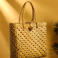 Сумка плетёная из пандана и водного гиацинта 38х14х40 см