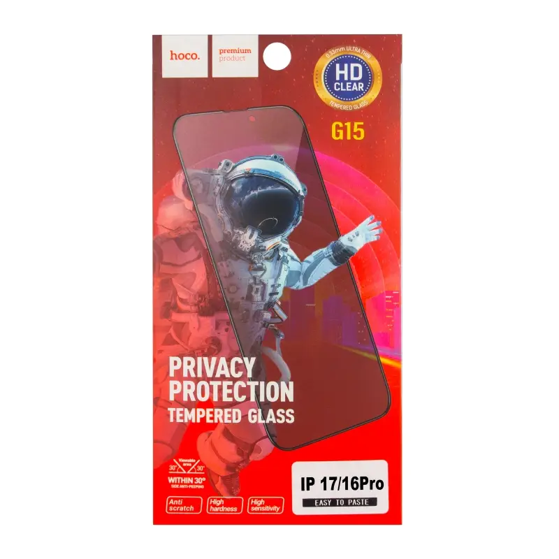 Защитное стекло iPh 17/16 Pro Hoco G15 Privacy