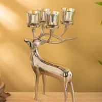 Подсвечник на 4 свечи "Олень" 17х26,5х38 см, алюминий