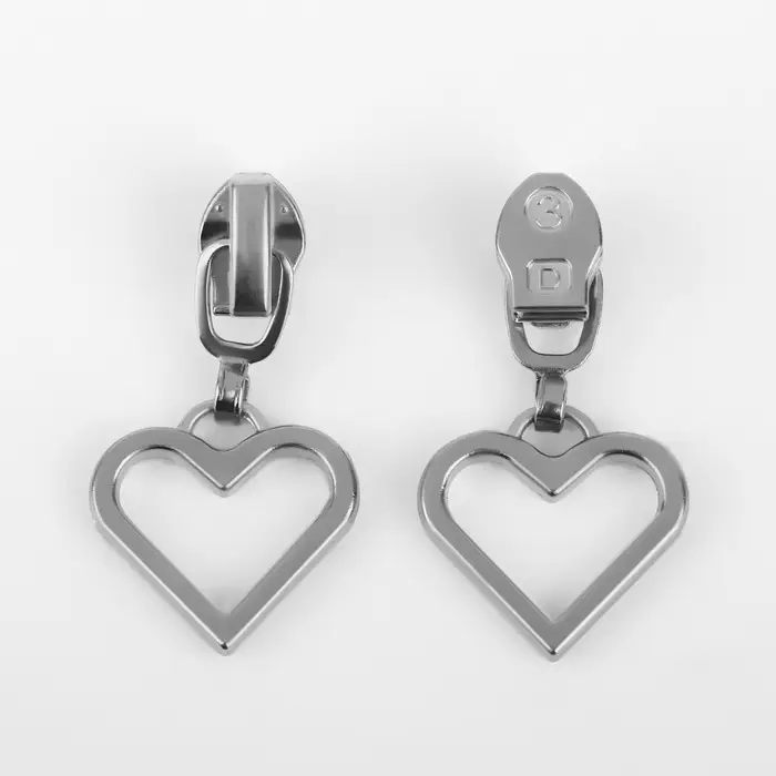 Бегунок для молнии &laquo;Спираль&raquo;, №3, &laquo;Сердце&raquo;, 10 шт., цвет никель