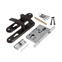 Замок врезной LOCKLAND RD005, с ручкой, B/S 55 мм, 4 ключа, цвет коричневый