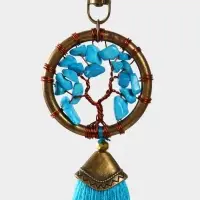 Брелок ловец снов "Великое древо" 19 см, цв. голубой