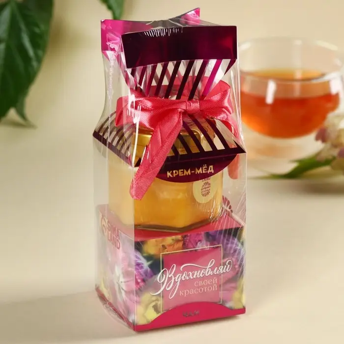Набор &laquo;Вдохновляй&raquo;: чай чёрный с клубникой 50 г., крем-мёд с апельсином 120 г.