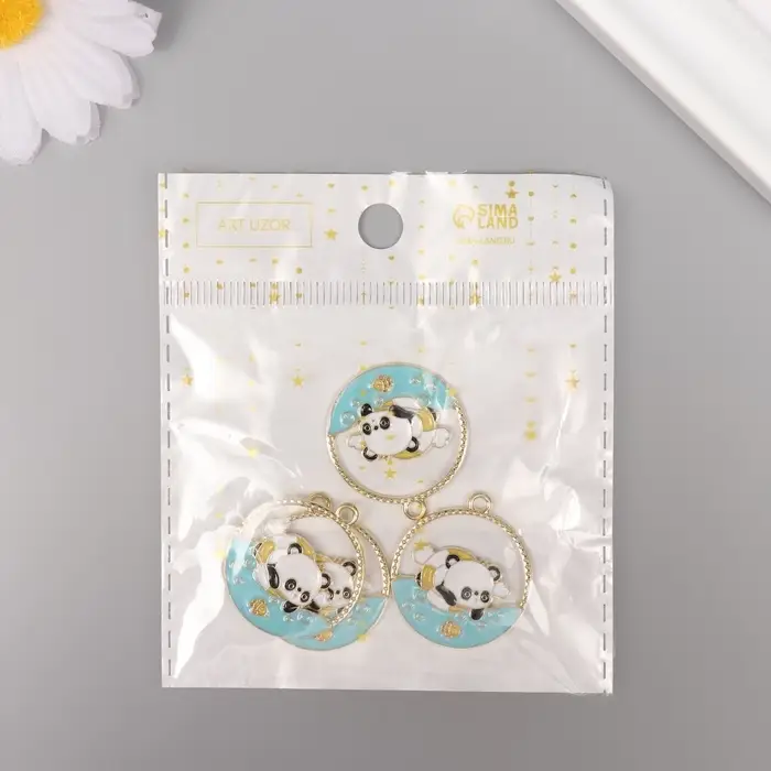 Декор для творчества металл, эмаль "Пандочка в море" 2,8х2,5 см