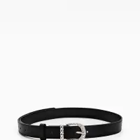 Ремень жен 05-01-02-01, Июнь2509, 3*0,3*110 см, без винта, пряж металл, 1 прокол, черный