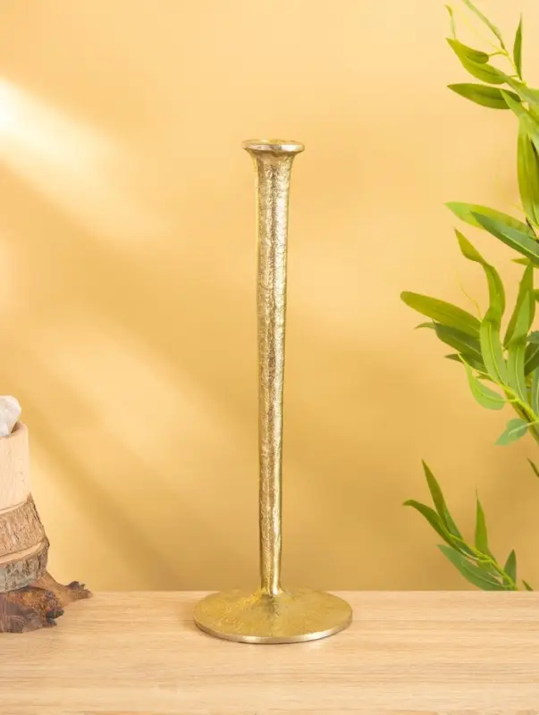 Подсвечник "Флейта" алюминий 37 см, цв. золото