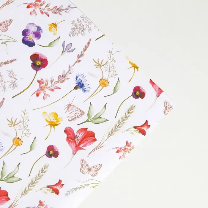 Бумага упаковочная крафтовая &laquo;Цветы&raquo;, 70 х 100 см