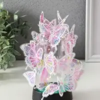 Сувенир пластик "Бабочки на колбе" LED 2хAG13 + наклейки бабочки 8,5х8,5х15 см