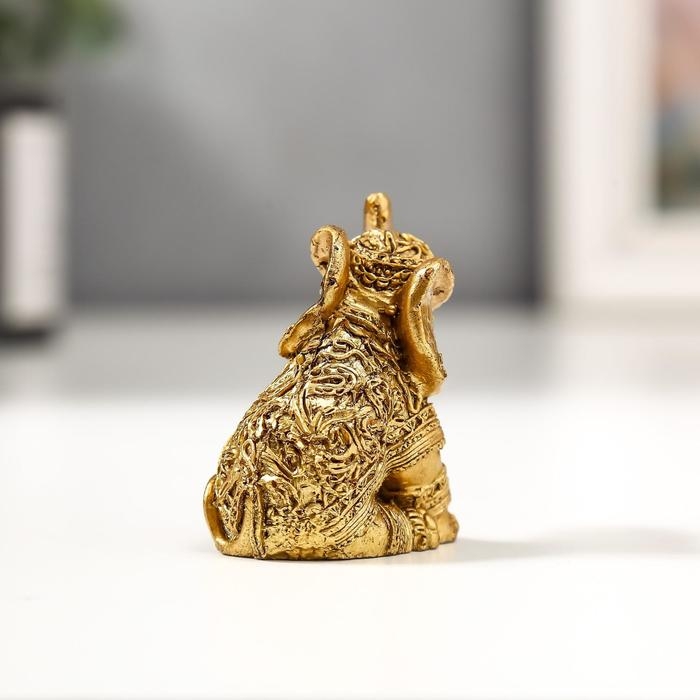 Сувенир полистоун "Золотые слоники, рисунки на попоне" набор 6 шт 4,7х5,5х3 см