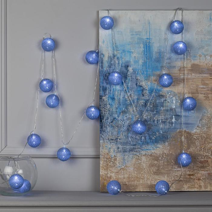 Гирлянда &laquo;Нить&raquo; 5 м с насадками &laquo;Клубки серые&raquo;, IP20, прозрачная нить, 20 LED, свечение белое, 220 В