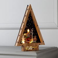 Светодиодная фигура &laquo;Новогодний олень&raquo; 19 &times; 30 &times; 4.5 см, дерево, батарейки АААх2 (не в комплекте), свечение тёплое белое