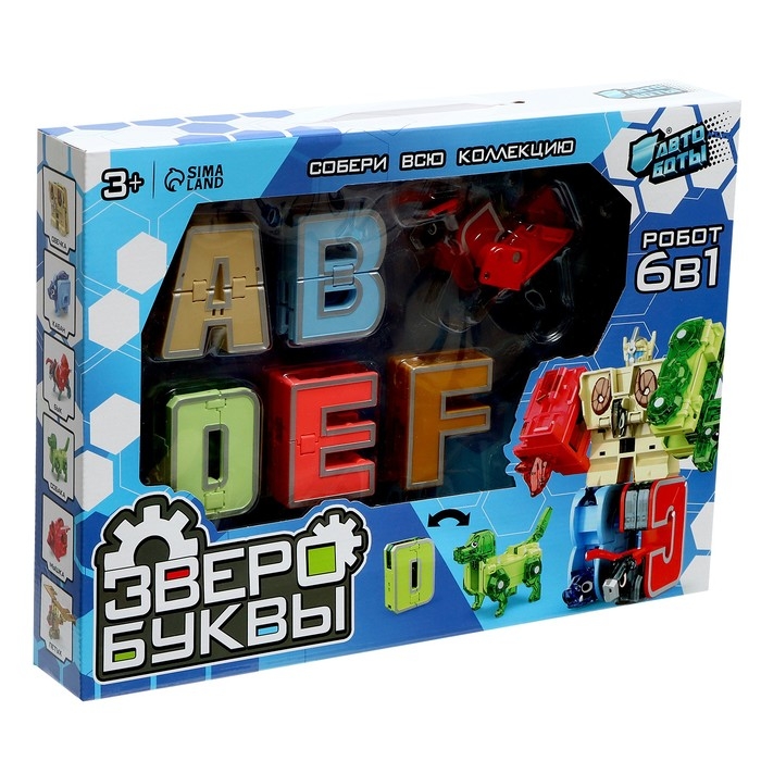 Робо-буквы &laquo;Звери&raquo;, набор 6 в 1, трансформируются, собираются в 1 робота