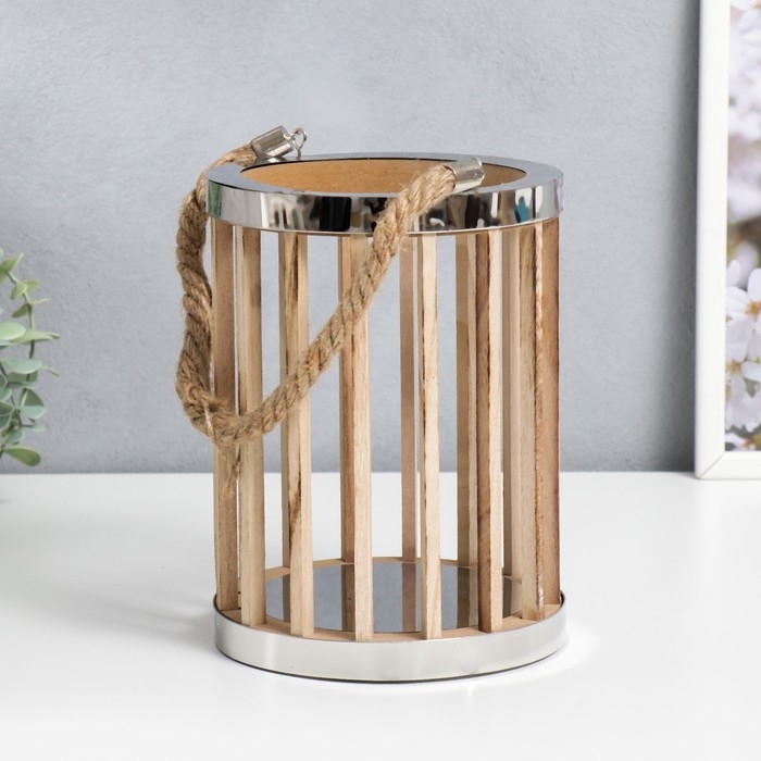 Подсвечник дерево "Цилиндр - рейка" набор 2 шт 15х15х21, 11,5х11,5х16 см