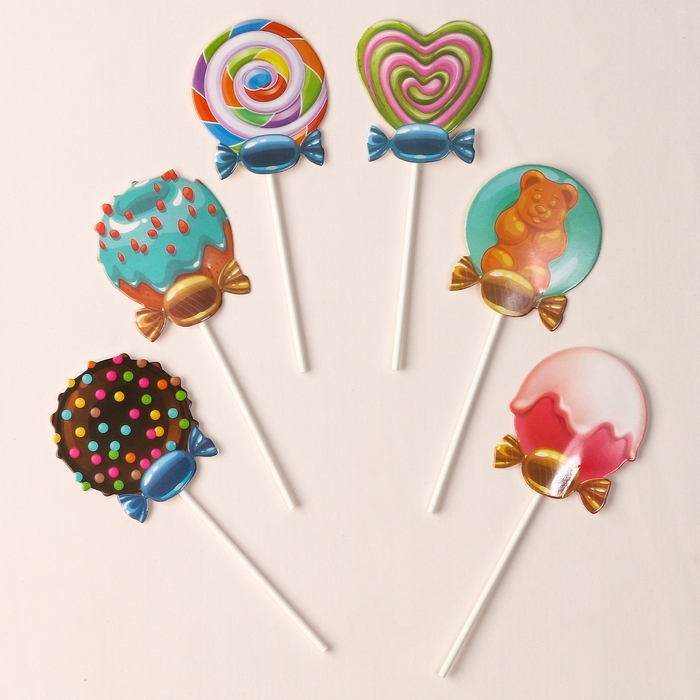 Набор топперов &laquo;Сладости&raquo;, набор 6 шт.